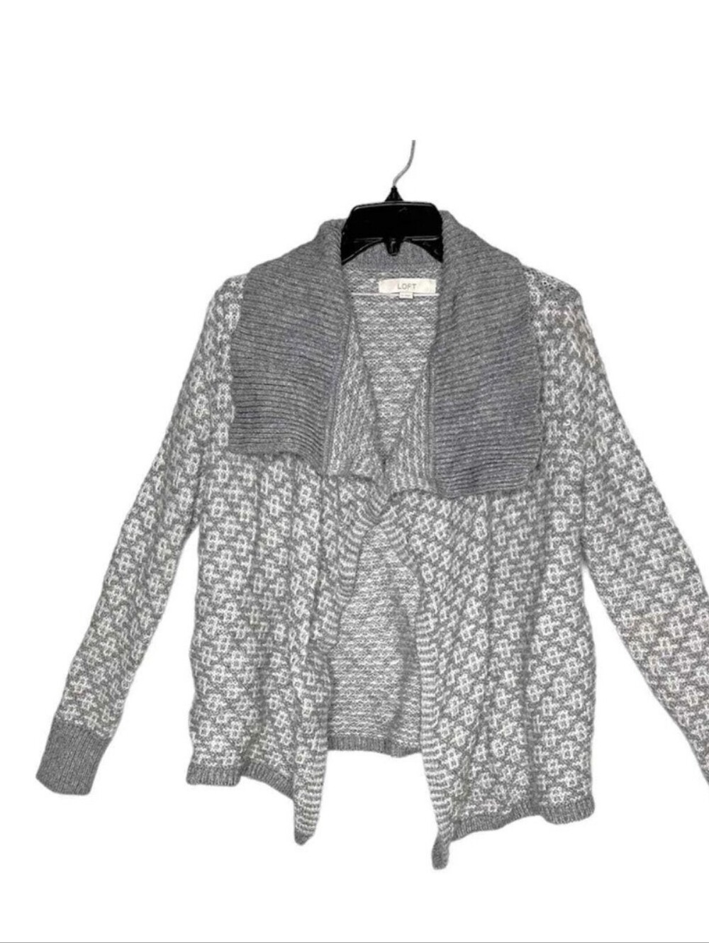 LOFT Women's Gray Knit Open Cardigan Sweater